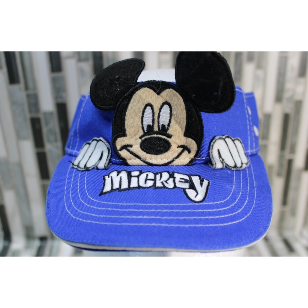 Vintage Disney Mickey Mouse Visor Hat Disneyworld Blue Adjustable